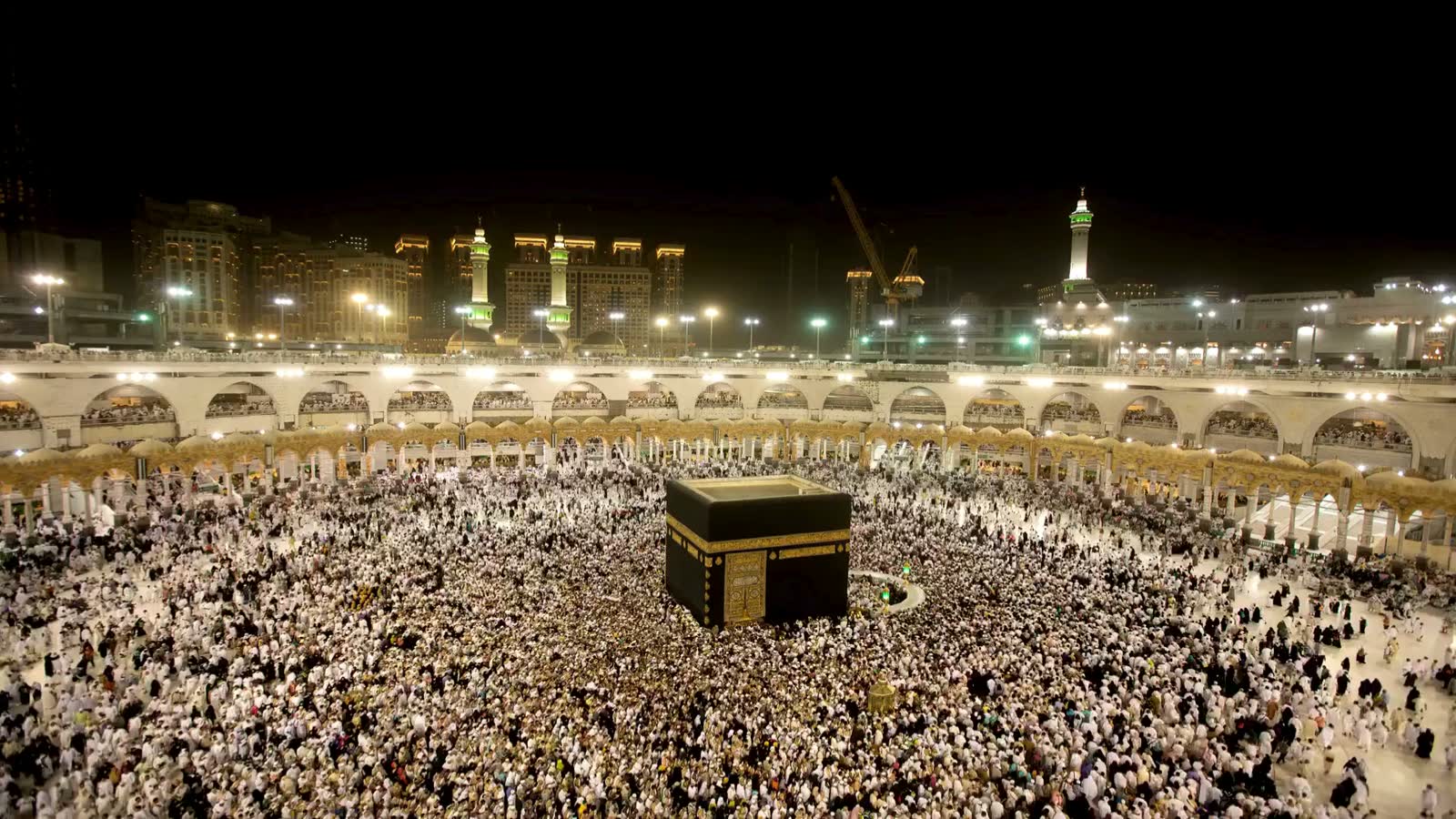 Pilgrims performing tawaf around the Holy Kaaba, Makkah